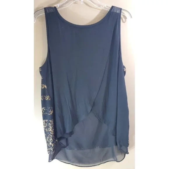 Lane Bryant Black Metallic Gold Striped High Low Tank Cross Back Sz 18/20 - Picture 6 of 9
